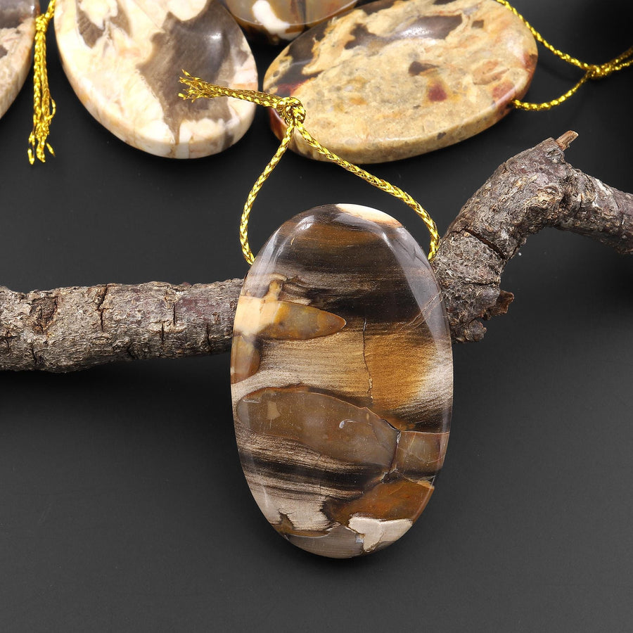 Rare Natural Australian Peanut Wood Top Side Drilled Oval Pendant A2