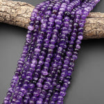 Natural Purple Amethyst Beads Center Drilled Freeform Pebble Thick Nugget 15.5" Strand