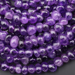 Natural Purple Amethyst Beads Center Drilled Freeform Pebble Thick Nugget 15.5" Strand