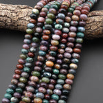 Natural Indian Agate 10mm Smooth Rondelle Beads Aka Fancy Jasper 15.5" Strand