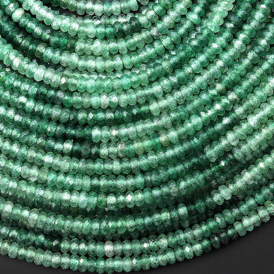 Rare Faceted African Green Chalcedony 4mm Rondelle Beads Gemstone 15.5" Strand