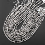 Rare Natural Black Hematite Phantom Quartz 6mm Smooth Rondelle Beads Black Quartz Crystal Powerful Energy Stone 15.5" Strand