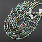 Faceted Natural Indian Agate 10x8mm Hexagon Tube Beads Aka Fancy Jasper 15.5" Strand