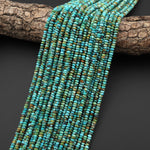Genuine Natural Blue Green Golden Brown Turquoise Faceted 4mm Thin Rondelle Saucer Beads Gemstone 15.5" Strand