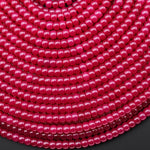 Lab-grown Red Ruby Smooth 4mm Rondelle Gemstone Beads 15.5" Strand