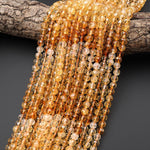 AAA Natural Citrine Faceted 6mm Round Beads Ombre Gemstone 15.5" Strand