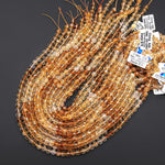 AAA Natural Citrine Faceted 6mm Round Beads Ombre Gemstone 15.5" Strand