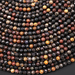 AAA Faceted Natural Australian Reddish Brown Black Opal 4mm Round Beads 15.5" Strand