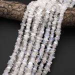 Translucent Natural Blue Rainbow Moonstone Beads Freeform Rondelle 15.5" Strand