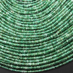 Rare AAA Tiny Small Faceted African Green Chalcedony 2mm Rondelle Beads Gemstone 15.5" Strand