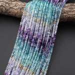 AAA Natural Rainbow Fluorite Faceted 3mm Cube Beads Purple Blue Green Yellow Gemstone 15.5" Strand