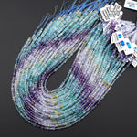 AAA Natural Rainbow Fluorite Faceted 3mm Cube Beads Purple Blue Green Yellow Gemstone 15.5" Strand