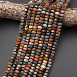 Natural Landscape Ocean Jasper 8mm Hexagon Wheel Rondelle Beads 15.5" Strand