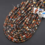 Natural Landscape Ocean Jasper 8mm Hexagon Wheel Rondelle Beads 15.5" Strand