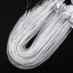 AAA Natural Blue Rainbow Moonstone 4mm Faceted Thin Rondelle Beads Blue Flashes 15.5" Strand