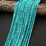 AAA Genuine Natural Blue Turquoise 4mm Smooth Heishi Rondelle Beads 15.5" Strand