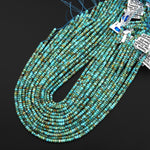 AAA Genuine Natural Blue Green Golden Brown Turquoise 4mm Smooth Heishi Rondelle Beads 15.5" Strand