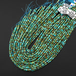 Genuine Natural Blue Green Golden Brown Turquoise 4mm Smooth Heishi Rondelle Beads 15.5" Strand