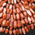 Natural Sunstone Freeform Oval Petal Beads Top Side Drilled Gemstone 15.5" Strand