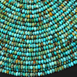 Genuine Natural Blue Green Golden Brown Turquoise Faceted 4mm Thin Rondelle Saucer Beads Gemstone 15.5" Strand