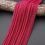 Lab-grown Red Ruby Smooth 4mm Rondelle Gemstone Beads 15.5" Strand