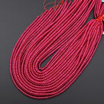 Lab-grown Red Ruby Smooth 4mm Rondelle Gemstone Beads 15.5" Strand