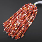 Large Hole Beads Natural Tibetan Fire Agate Beads 10mm Hexagon Cube Aka Orange Red Dragon Agate 8" Strand