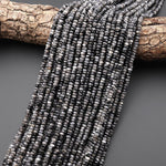 Faceted Natural Larvikite 4mm Thin Rondelle Beads Aka Norway Moonstone Black Labradorite 15.5" Strand