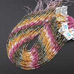 AAA Natural Tourmaline Faceted 3mm Rondelle Beads Yellow Pink Green Blue Golden Yellow Gemstone 15.5" Strand