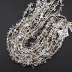 Natural Clear Phantom Quartz Freeform Oval Pebble Nugget Beads Side Drilled Gemstone 15.5" Strand