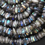 Flashy Natural Labradorite Freeform Rondelle Beads Gemstone 15.5" Strand