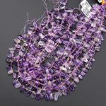 Natural Purple Amethyst Freeform Oval Pebble Nugget Beads Side Drilled Gemstone 15.5" Strand