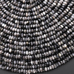 Faceted Natural Larvikite 4mm Thin Rondelle Beads Aka Norway Moonstone Black Labradorite 15.5" Strand
