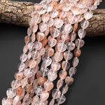 Faceted Natural Red Lepidocrocite Quartz Heart Beads 12mm Gemstone 15.5" Strand