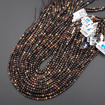 AAA Faceted Natural Australian Reddish Brown Black Opal 4mm Round Beads 15.5" Strand