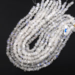 Translucent Natural Blue Rainbow Moonstone Beads Freeform Rondelle 15.5" Strand