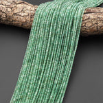 Rare AAA Tiny Small Faceted African Green Chalcedony 2mm Rondelle Beads Gemstone 15.5" Strand