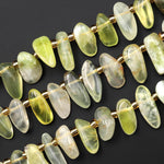 Genuine Natural Golden Lepidolite Freeform Oval Side Drilled Pebble Drop Beads Gemstone 15.5" Strand