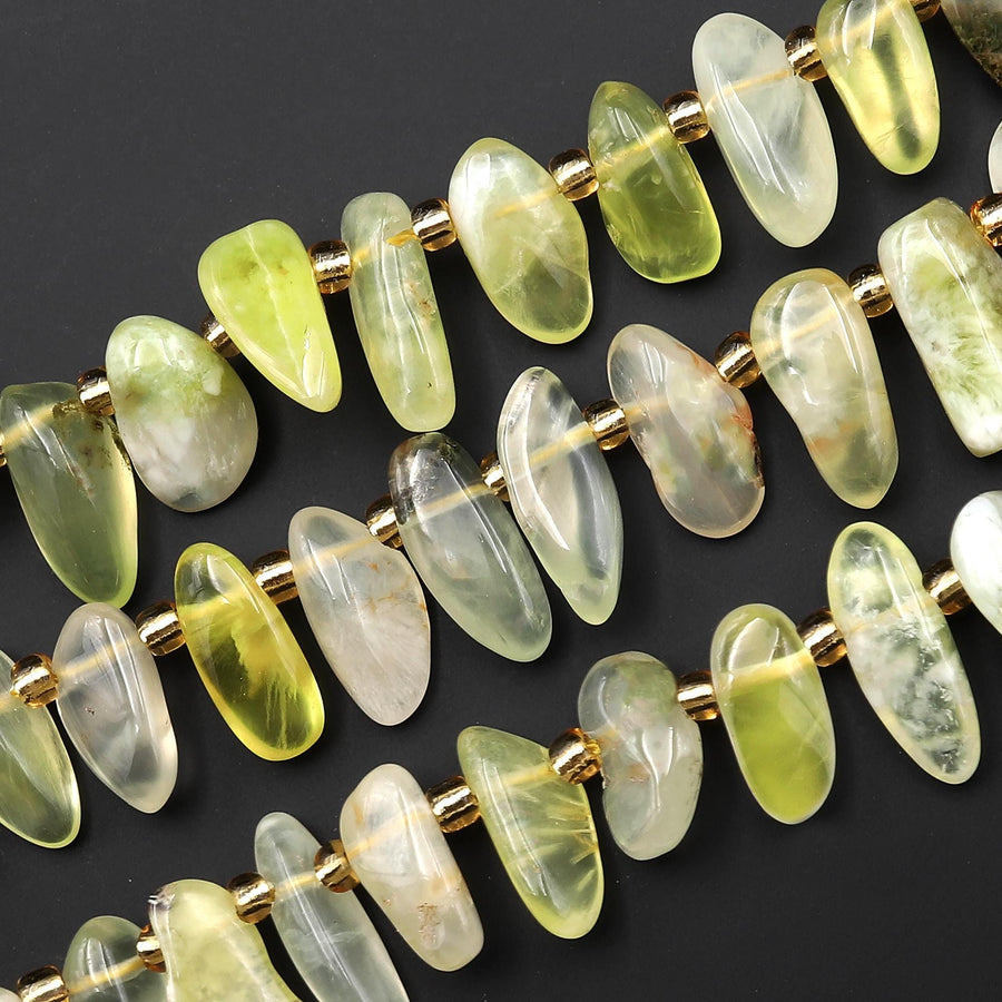 Genuine Natural Golden Lepidolite Freeform Oval Side Drilled Pebble Drop Beads Gemstone 15.5" Strand