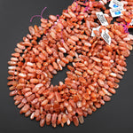Natural Sunstone Freeform Oval Petal Beads Top Side Drilled Gemstone 15.5" Strand