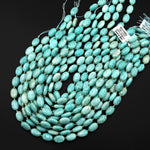Natural Aqua Blue Green Peruvian Amazonite Smooth Oval Beads 10x14mm 15.5" Strand