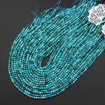Genuine Natural Blue Green Turquoise Smooth 4mm Round Gemstone Beads 15.5" Strand