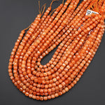 Natural Orange Aventurine Faceted 6mm Cube Beads 15.5" Strand