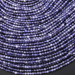 Natural Blue Iolite Faceted 2mm Round Beads 15.5" Strand