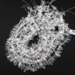 Natural Rock Quartz Freeform Oval Pebble Nugget Beads Side Drilled Gemstone 15.5" Strand