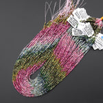 Natural Rainbow Tourmaline Faceted 2mm Round Pink Green Blue Gemstone Beads 15.5" Strand