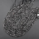 Faceted Natural Larvikite 4mm Thin Rondelle Beads Aka Norway Moonstone Black Labradorite 15.5" Strand