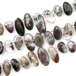 Natural Phantom Quartz Freeform Oval Pebble Nugget Beads Side Drilled Gemstone 15.5" Strand