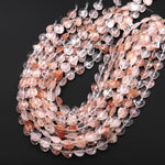 Faceted Natural Red Lepidocrocite Quartz Heart Beads 12mm Gemstone 15.5" Strand