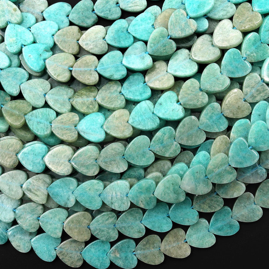 Natural Amazonite Heart 8mm Beads Center Drilled Gemstone 15.5" Strand